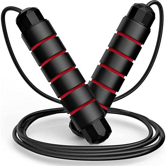 Jump Rope, Jump Rope with Adjustable Foam Handle, Tangle Free Quick Jump Rope with Ball Bearings for Fitness, Suitable for Fitness, Home Workout and Slim Body, Black, 1 Pack