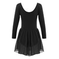 thumbnail image 2 of DPOIS Kids Girls Long Sleeves Ballet Leotard Dancewear Gymnastics Outfit Black 10-12, 2 of 6