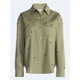thumbnail image 5 of Free Assembly Women's Embellished Cotton Utility Shirt With Long Sleeves, Sizes XS-XXL, 5 of 5