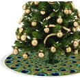 thumbnail image 3 of GZHJMY Christmas Tree Skirt Xmas Tree Skirts 48" Peacock Feathers Christmas Tree Mat for Christmas Holiday Party Ornaments, 3 of 5