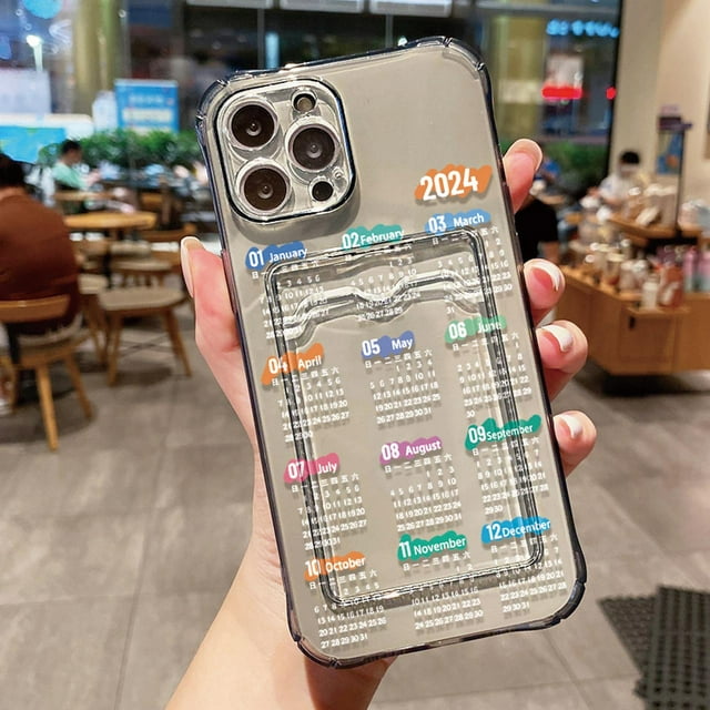 Transparent Card Slot Case For iPhone 13 14 15 16 11 12 Pro Max XR XS SE 7 8 Plus Grid Pattern Soft Pocket Holder Wallet Cover tzw