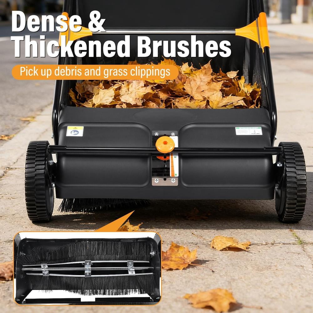 Push Lawn Sweeper, 26inch Leaf & Grass Collector, Heavy Duty Thickened Steel Durable to Use with Mesh Collection Hopper Bag