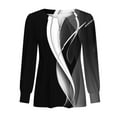thumbnail image 4 of FAIWAD Tunique à Manches Longues Col en V pour Femmes Imprimé Plissé Superposé Boutonné Pull-Over Slim, 4 of 5