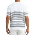 thumbnail image 3 of INSPIRE CHIC Edition Men's Striped Polo Shirt Regular Fit Short Sleeves Button Down Collared Knit Golf Shirts XL White, 3 of 6
