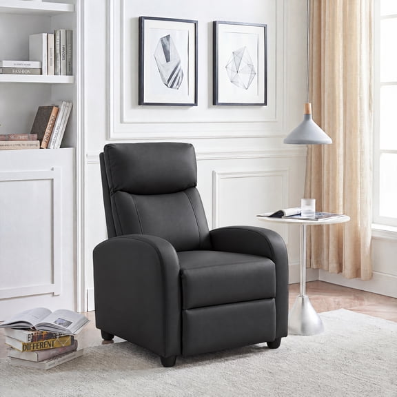 CONCETTA Massage Power Recliner, 160°Reclining PU Leather Small Sofa for Living Room, Black