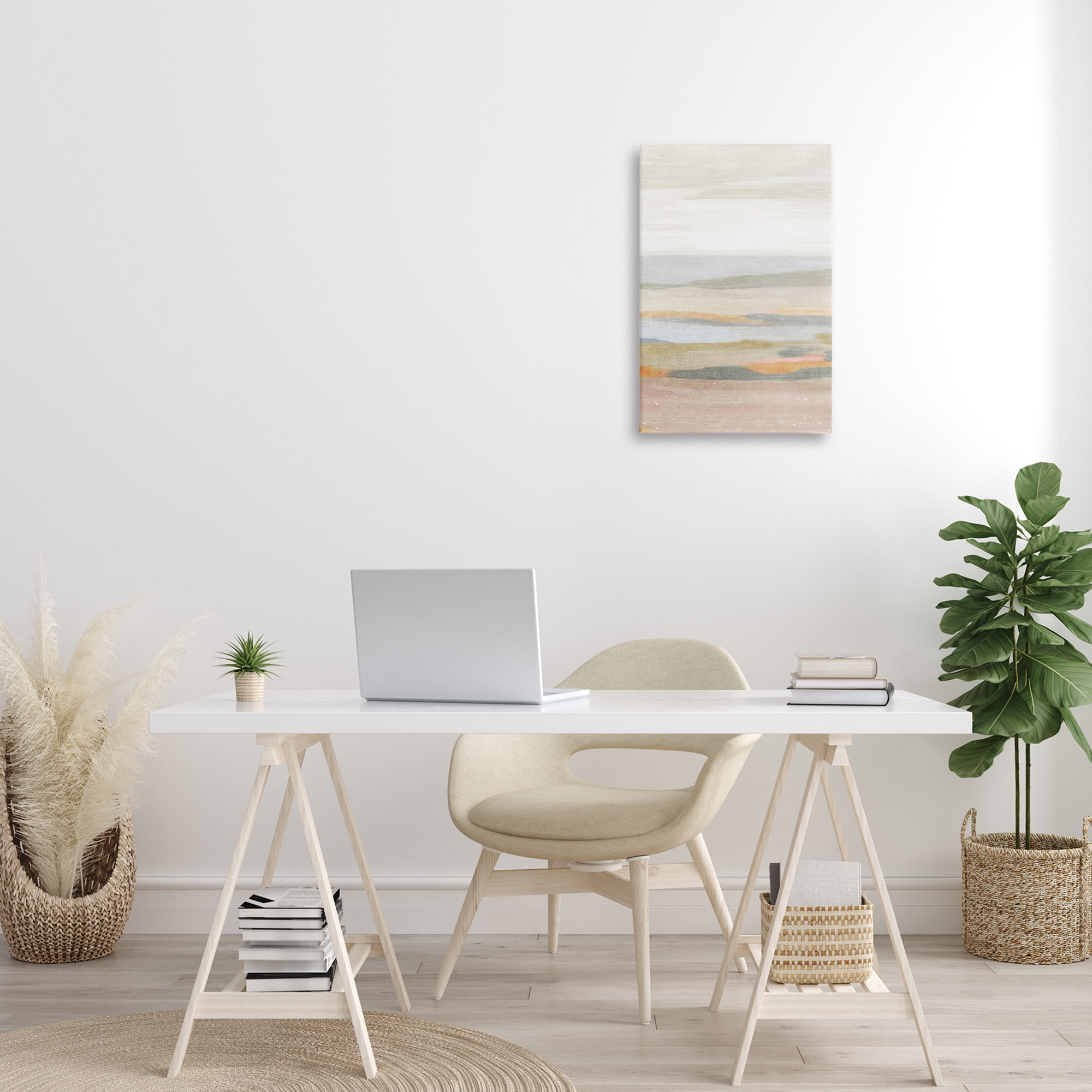 Stupell Industries Calming Neutral Beach Coastal Painting Gallery Wrapped Canvas Art Print Wall Art, 16 x 24