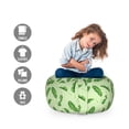 thumbnail image 2 of Banana Leaf Storage Toy Bag Chair, Vivid Green Tropical Leaves Botany Ecology and Paradise Nature Theme, Stuffed Animal Organizer Washable Bag, Large Size, Green Pistachio Green, by Ambesonne, 2 of 3
