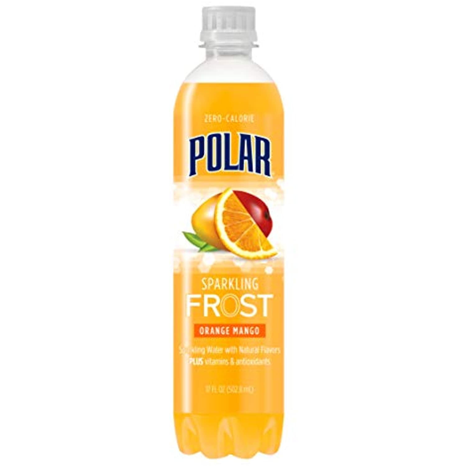 Polar Beverages Frost Sparkling Water, Orange Mango, 17 Fluid Ounce