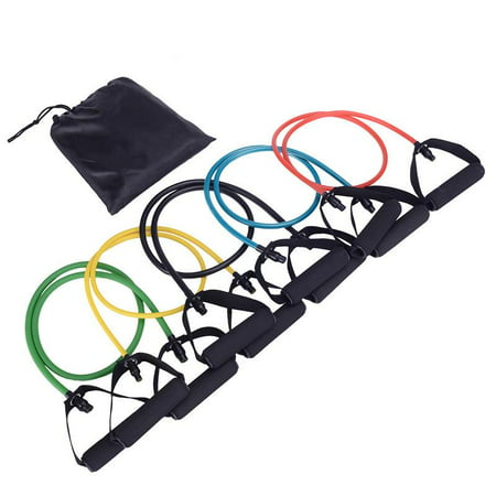 Ktaxon 5 in 1 Resistance Bands Set, Includes 5 Stackable Exercise Bands & Carrying Bag, for Ankle, Arm Training, Strengthen Muscle Workout, Stackable Up to 100