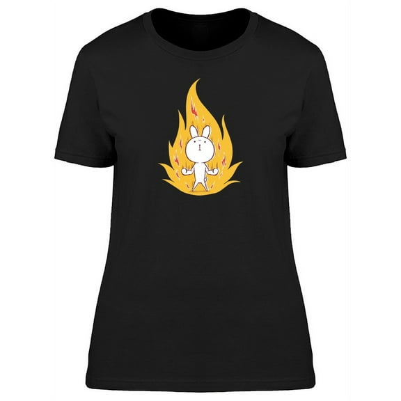 Rabbit In Flames Cartoon T-Shirt Women -Image by Shutterstock, Female Medium
