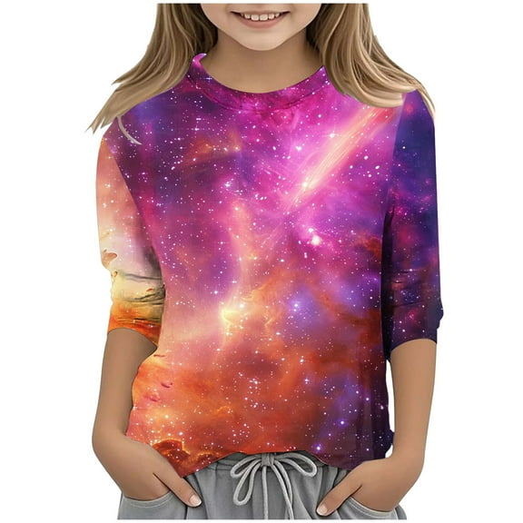 ZTKWD Boys Girls Tie Dye Shirt 3/4 Sleeve 3D Print Graphic Funny Colorful Summer Tee Shirts for Kids 6-16 Years