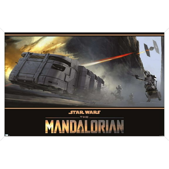 Star Wars: The Mandalorian Season 2 - TIE Fighter Battle Wall Poster, 22.375" x 34", Framed