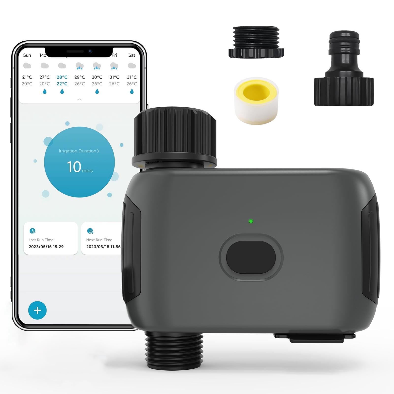 INSOMA Smart WiFi Watering Timer, with APP Control, Rain Delay, IP55 Waterproof Sprinkler Timer for Lawn, Garden, Greenhouse, 3/4" Faucet