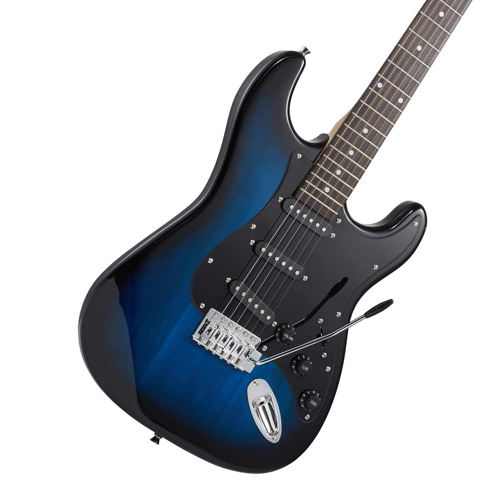 Ashthorpe 39-Inch Electric Guitar with S-S-S Pickups and Tremolo Bar - Blue/Black
