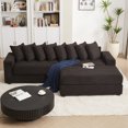 thumbnail image 6 of 104'' Modern Sectional Sofa, L-Shaped Corduroy Couch with 2 Armrest storage space, Oversized Comfy Lounge with 8 Pillows, Soft Fluffy Upholstered Sofa Bed for Living Room, Apartment, Bedroom, Black, 6 of 9