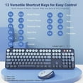 thumbnail image 3 of Wireless Keyboard and Mouse Combo, Retro Typewriter Keyboard with Round Keycaps, Full-Size Ergonomic, Blue, 3 of 5