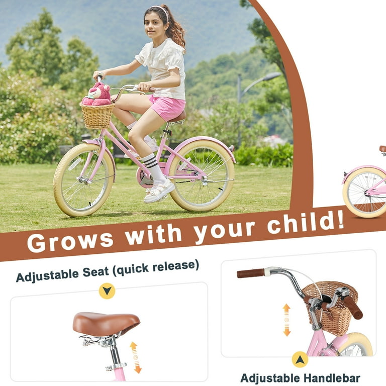 Glerc 20 inch Bicycle for Kids Girls, Suitable for 7-13 Years Old