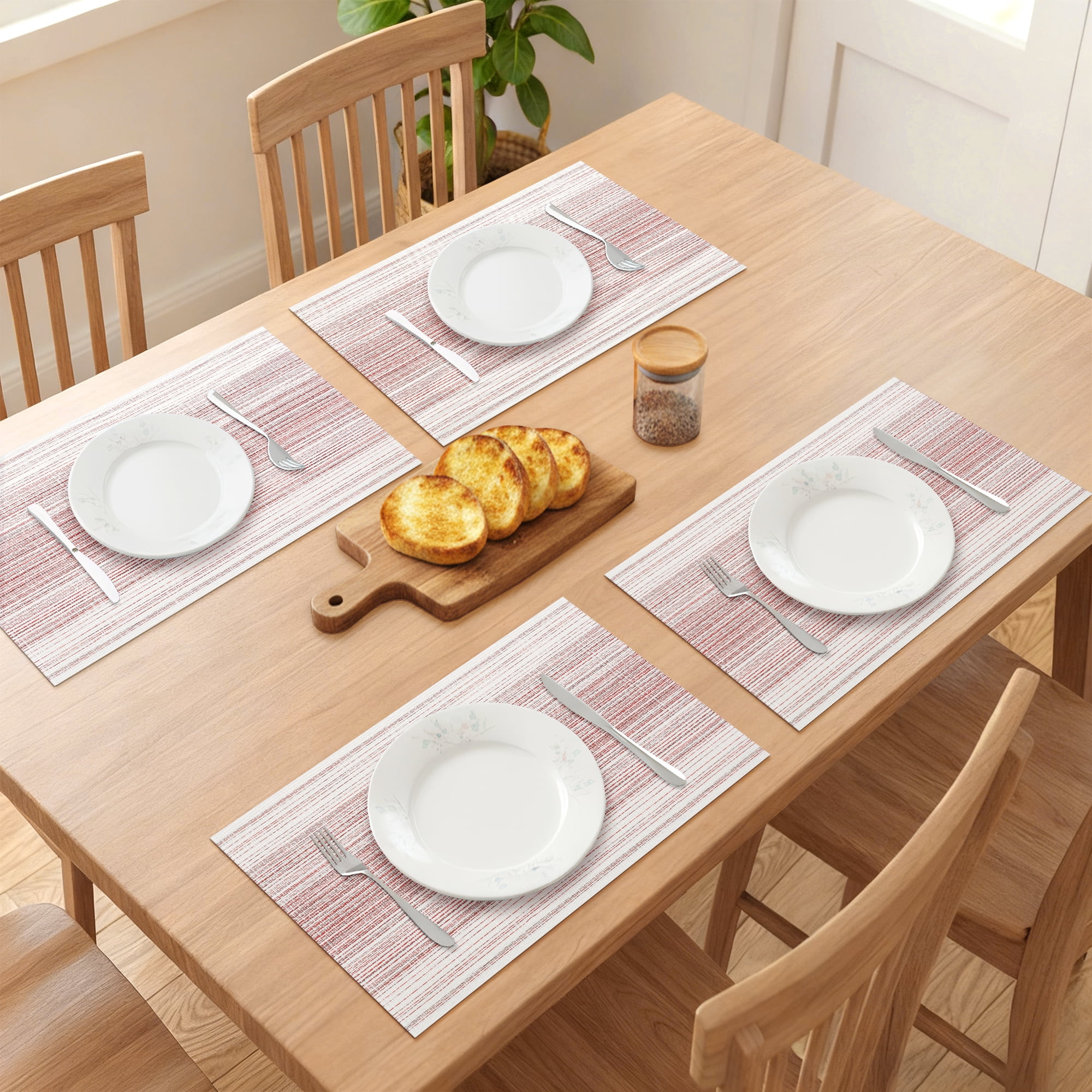 Unique Bargains Rectangle Set of 6 Heat Resistant Table Mats Orange 17.7x11.8inch