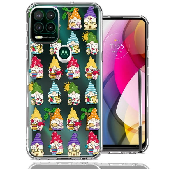MUNDAZE Motorola Moto G Stylus 5G Summer Beach Cute Gnomes Sand Castle Shells Palm Trees Double Layer Phone Case Cover