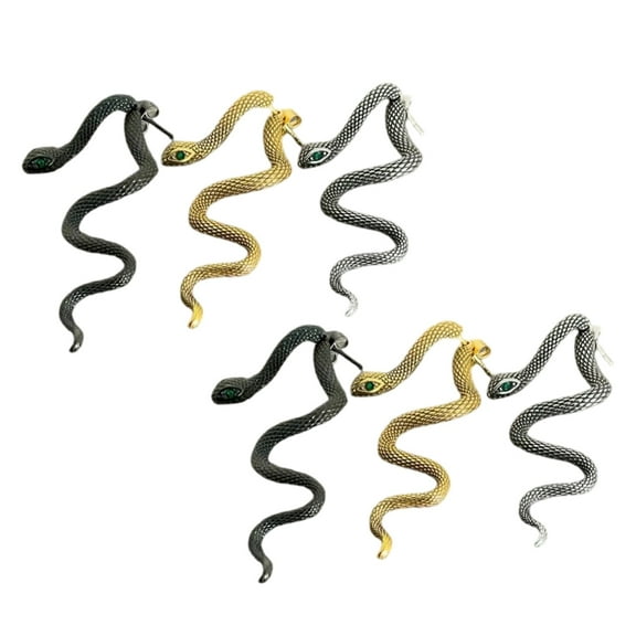 AOOOWER 3 Pairs Snake Shape Earrings Removable Ear Studs Multifuntional Ear Pin