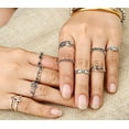 thumbnail image 5 of Magik Knuckle Ring Sets Stacking Bands Midi Mid Above Joint Rings Punk Finger Tip (11 Pcs Leaf Silver), 5 of 5