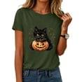 thumbnail image 2 of Leey-World Fall Shirts for Womens Fall Halloween Graphic Crew Neck Shirt Funny Short Sleeve Pumpkin Tee Soft All-Day Wear for Family Party Holiday, 2 of 9