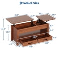 thumbnail image 2 of Table Basse à Plateau Relevable avec Rangement – Table Centrale en Bois de 47,2 Pouces, 2 Tiroirs, Compartiment Caché, Hauteur Réglable, Multifonctionnelle pour Salon/bureau à Domicile – Brun Café, 2 of 8