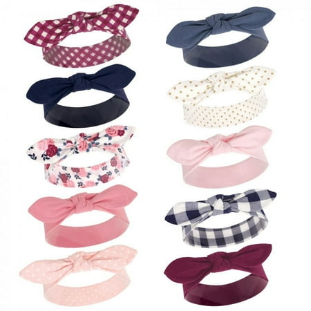 UPC: 0660168585728 | Hudson Baby Infant Girl Cotton Headbands 10pk  Pink Navy Floral  0-24 Months