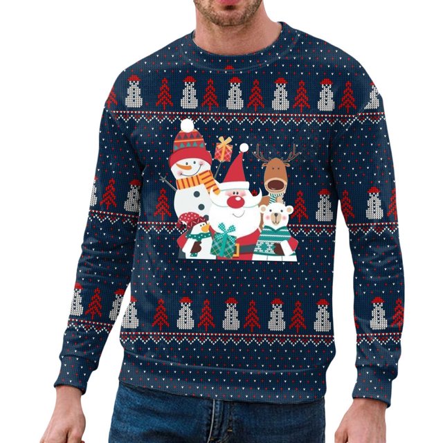 OJinShaWanO Chandail à Capuche Sans Manches pour Hommes Automne et Hiver Décontracté Imprimé de Noël Col Rond