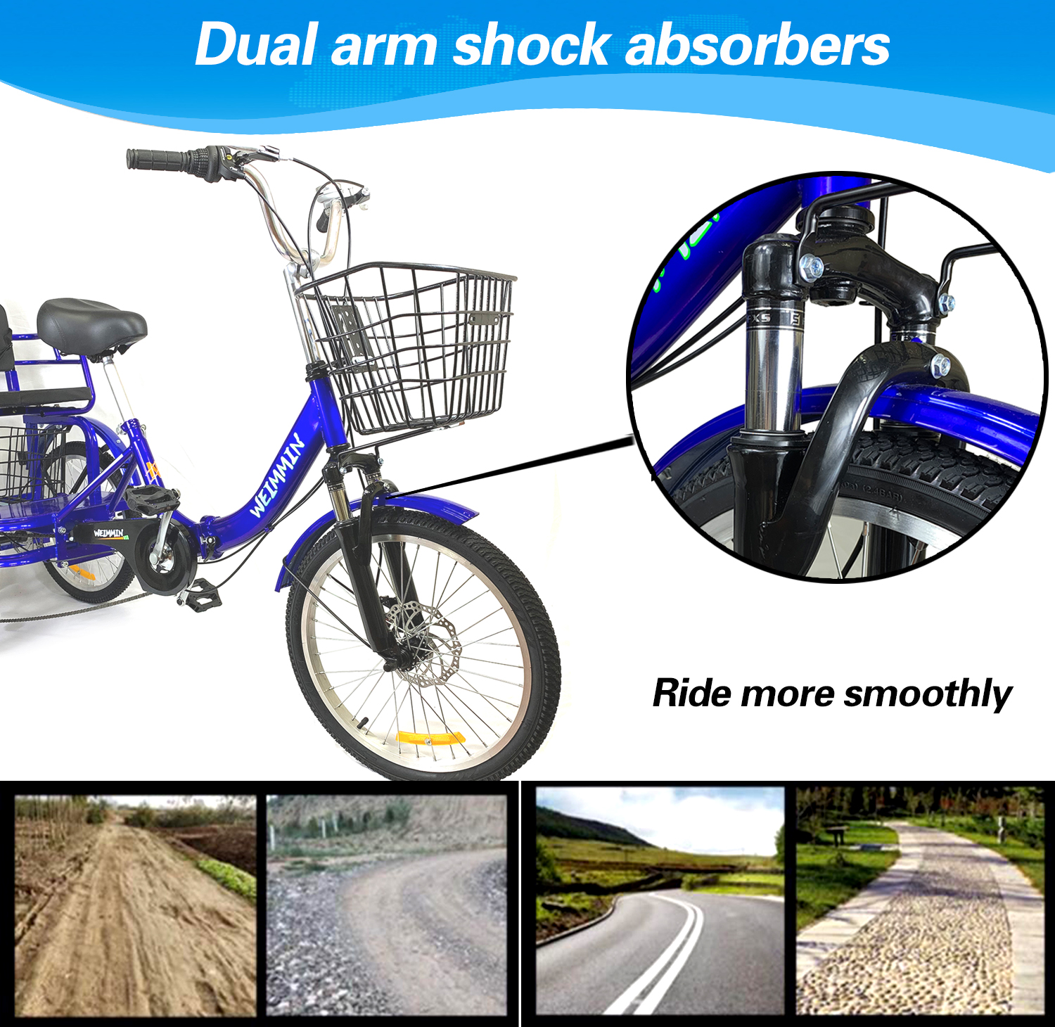 Adult Tricycle 1 Speed, 20 inch Folding Tricycle  Three Wheel Bike for Women/Men/Seniors Bicycle, Wheel Bike for Shopping/Children load 450Ib
