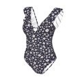 thumbnail image 4 of Yiaed Daisies Flowers Print Women's Ruffled One Piece Swimsuit V Neck Swimwear Slimming Monokini for Woman-Large, 4 of 8