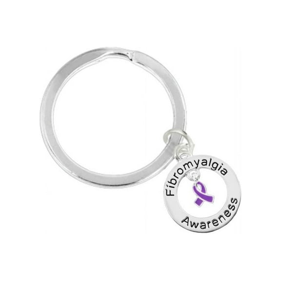 Fibromyalgia Awareness Ribbon Circle Charm Split Style Keychains
