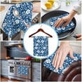 thumbnail image 3 of Blue White Floral Kitchen Towels Set of 2, Water Absorbent Dish Towel, Farmhouse Retro Botanical Leaves Decorative Hand Towels - Quick Drying Cloth for Cooking Baking, 18x28 Inch, 3 of 8