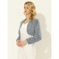 thumbnail image 3 of DARING DIVA Women's Cropped Open Front Faux Fur Short Shrug Jacket XS Gray, 3 of 6