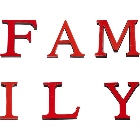 Family Sign Letters Acrylic Decorative 3D Mirror Wall Stickers for Living Room Bedroom Kitchen Wall Decoration (Red) Red DIY