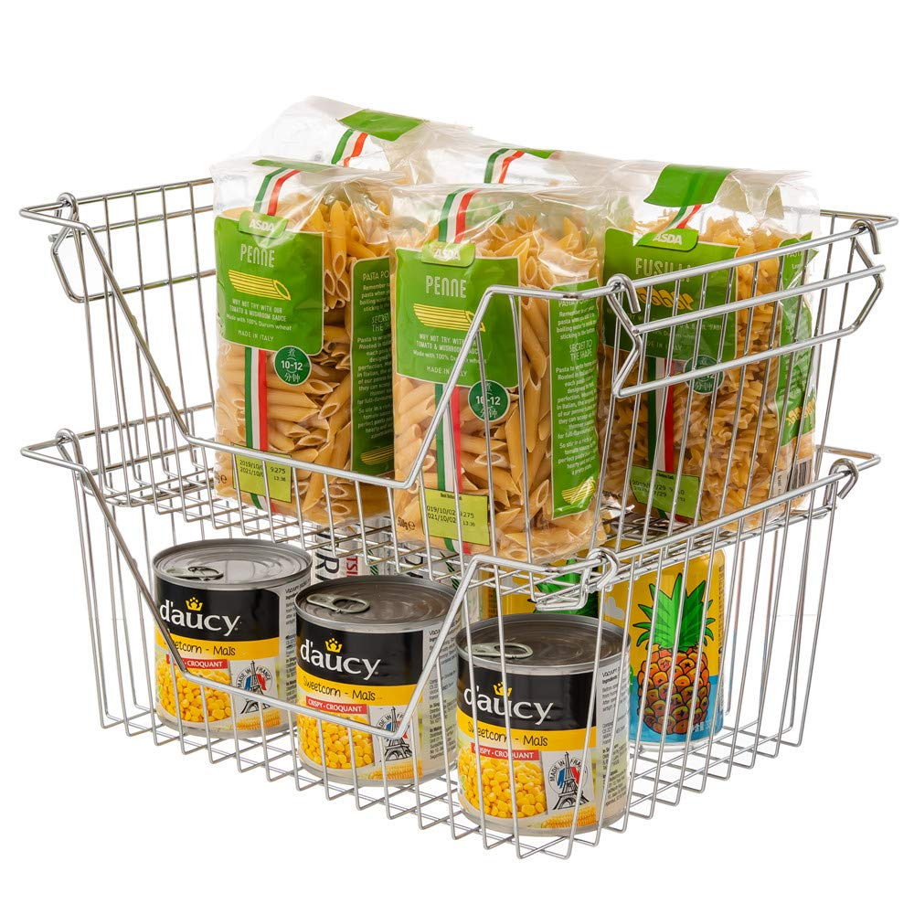 Wire Baskets For Home Pantry Organization, Metal Pantry Storage Basket, Wire  Storage Organizer Bin With Handle For Fruit And Sundries Storage, Household  Storage Supplies - Temu