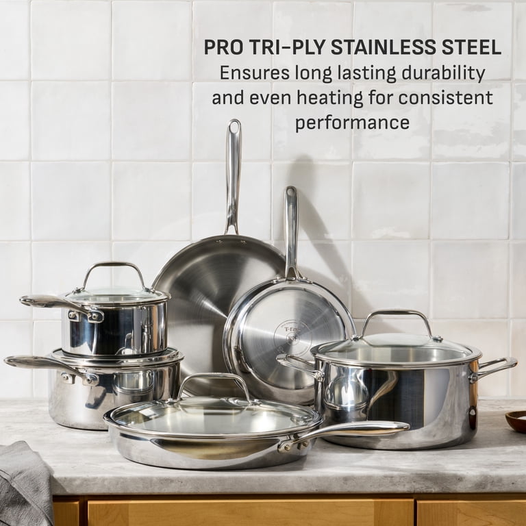 T-fal, Cookware Set, 10 Piece, Stainless Steel Tri-Ply - Walmart.com