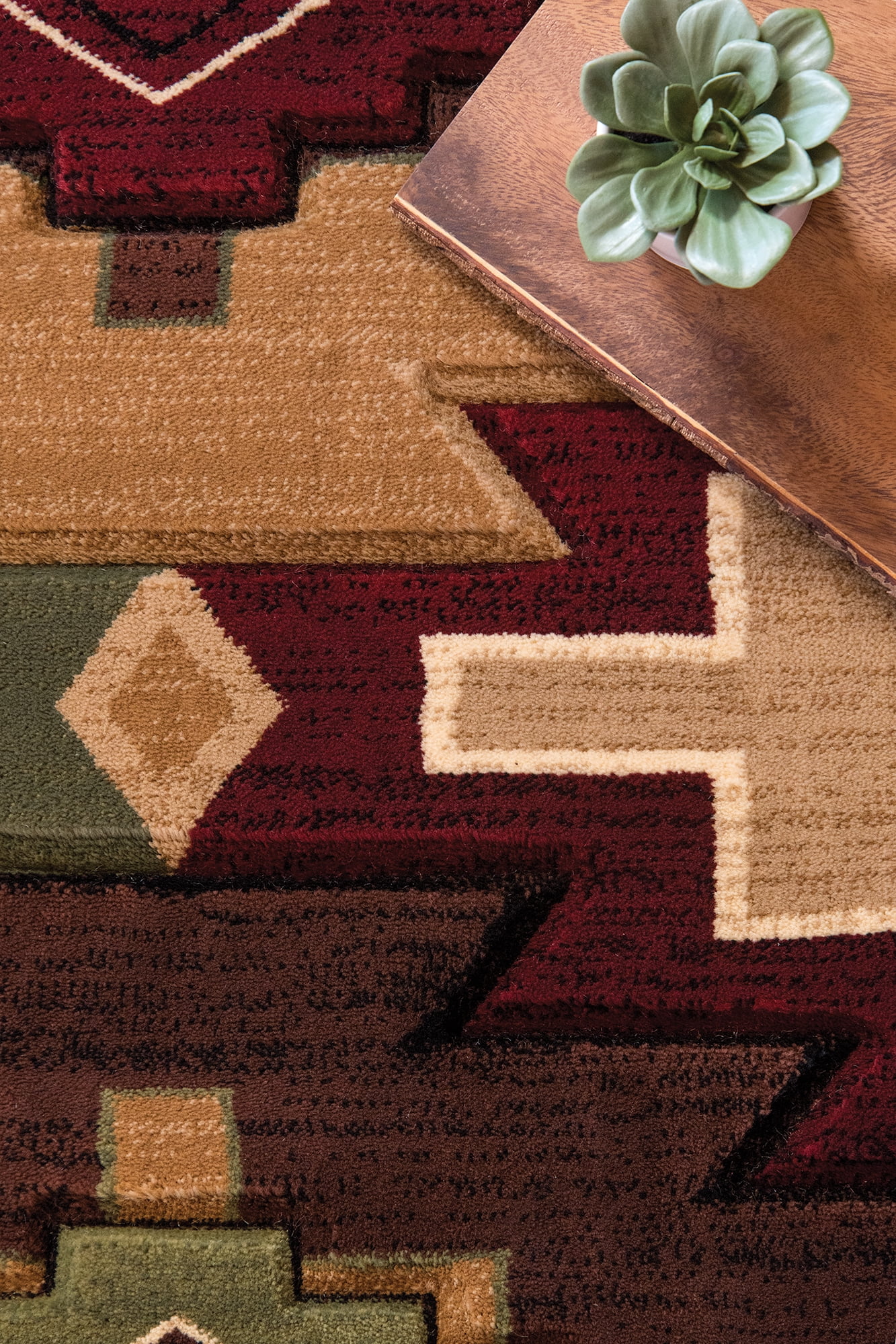 United Weavers Rustic Forest Aztec Diamond Multi Hand-Carved Area Rug or Runner