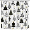 thumbnail image 2 of Christmas Shower Curtain Black and Gold Chrisrmas Tree Shower Curtain Winter Xmas Pine Pattern Holiday Curtain for Bathroom Decor New Year Holiday Decorative Fabric Bathroom Curtain 72x72in, 2 of 6