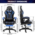 thumbnail image 5 of HOFFREE Gaming Chair with LED RGB Lights with Massage and Footrest Ergonomic Computer Chair High Back Video Game Chair with Adjustable Lumbar Support Linkage Armrest Blue and Black, 5 of 7