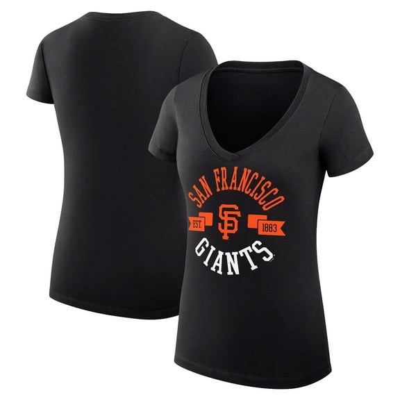 Women's G-III 4Her by Carl Banks Black San Francisco Giants Super-Slim Fit Lightweight City Graphic V-Neck T-Shirt