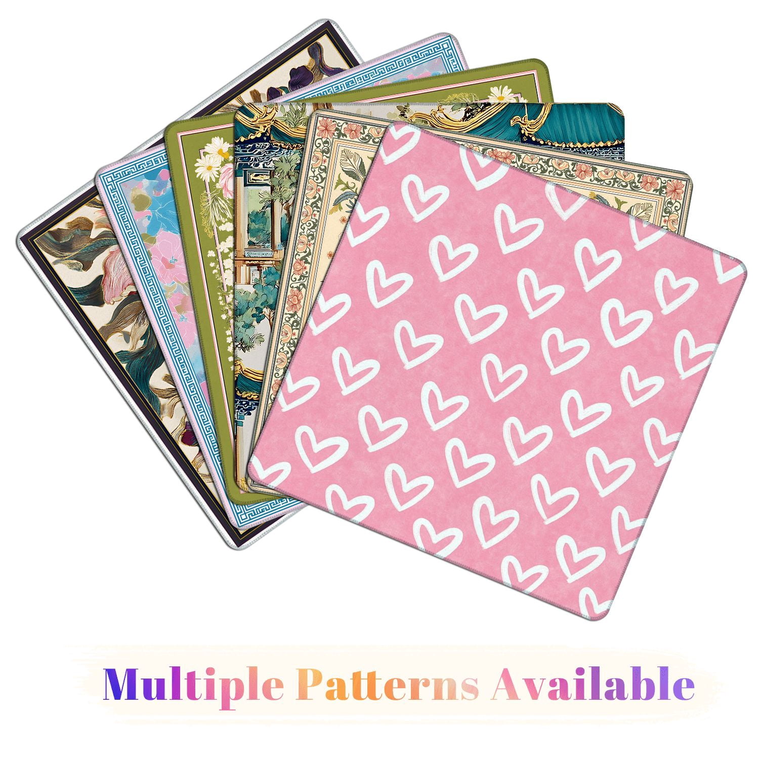 Mahjong Mat 31.5" x 31.5" Drawn Hearts Soft Pink Non-Slip Noise Reduction American Mahjong Tiles Table Cover for Dominoes Poker Card Board Games Gift