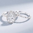 thumbnail image 3 of Rosec Jewels IGI Certified Lab Grown Diamond Wedding Bridal Ring Set - E-VS1 Grade - 3 Carat Pear Shape Engagement Ring with Band, 14K White Gold, US 9.00, 3 of 8