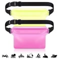 thumbnail image 1 of Bolsa impermeable de 2 piezas con correa para la cintura, accesorios de playa para mantener su teléfono y objetos de valor seguros y secos, perfecto para paseos en bote, snorkel, kayak, playa, piscina, parque acuático (amarillo, rosa) Rojo Verde, 1 of 5