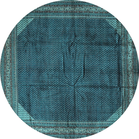 Ahgly Company Indoor Round Persian Light Blue Traditional Area Rugs, 5' Round