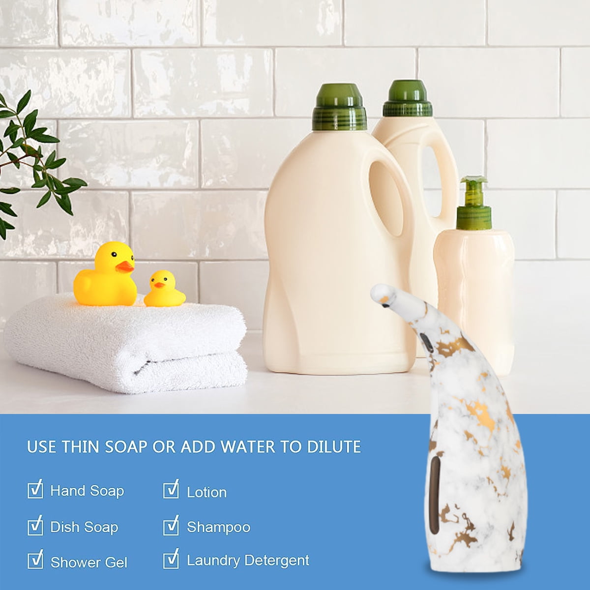 Medium Size Automatic Soap Dispenser With Infrared Motion Sensor For Bathroom, Kitchen, Hotel, Restaurant - style:style2;
