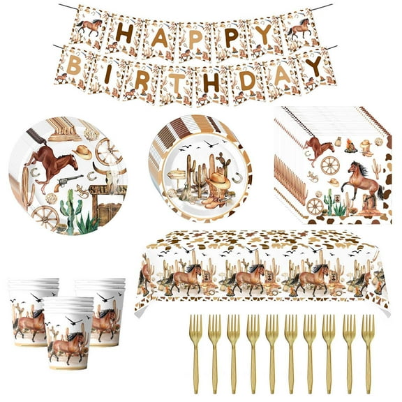 Horse Party Plates Napkins Set Wild Horse Theme Party Decorations Favor Birthday Party Supplies for Adults Kids Gifts