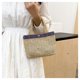thumbnail image 3 of Granjero Gordo Bolso de mano tejido y bolsas de cosméticos, bolso de mano tejido elegante de playa de verano, bolso de hombro de 7,87 x 1,57 x 6,29 pulgadas (estilo A), 3 of 4