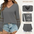 thumbnail image 3 of TEMOFON Long Sleeve Shirts for Women V Casual Tunic Tops Lightweight Pullover Lace Sleeve Fall Blouses Womens Clothes Sweatshirts T Shirts Tops, 3 of 8