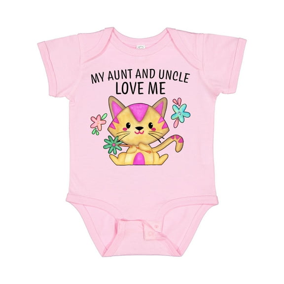 Inktastic My Aunt and Uncle Love Me with Cute Kitten and Flowers Boys or Girls Baby Bodysuit